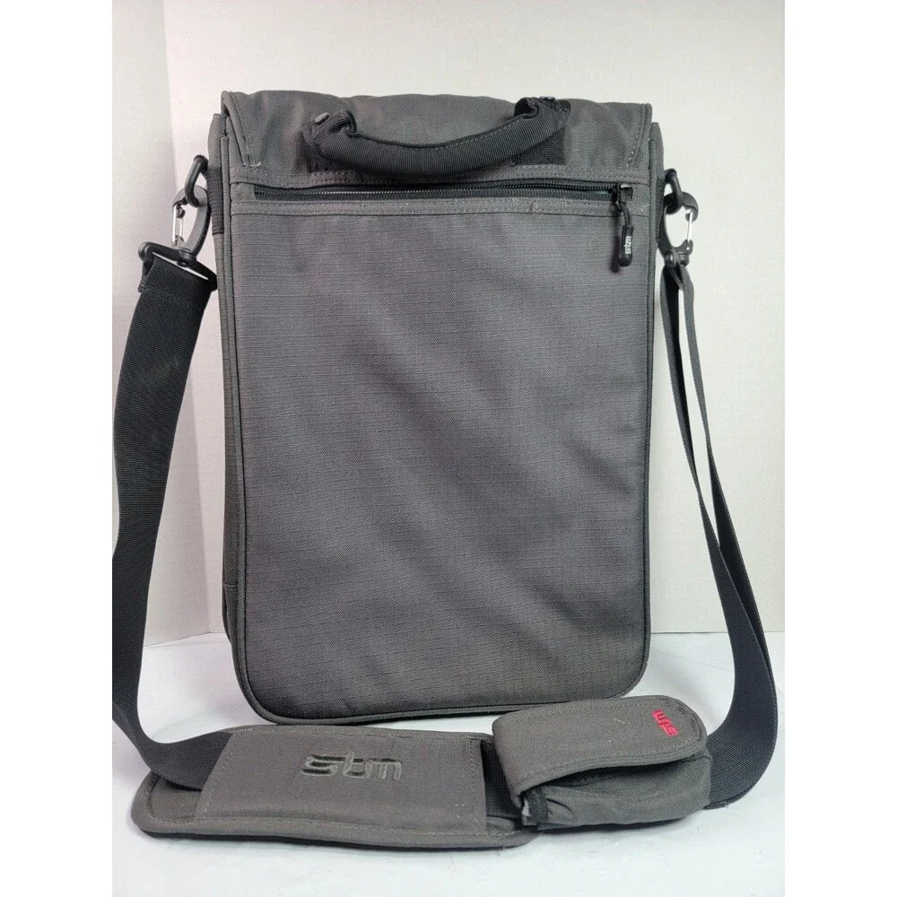 STM Gray Laptop Messenger Bag Padded Shoulder Strap Computer Carry Case